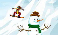 Jij bent een snowboarder die nergens bang voor is! Voer de coolste stunts en sprongen uit en zorg dat je niet over de kop slaat. Verzamel sterren en zorg dat je alle rode vlaggen raakt.