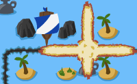 �s o capit�o de um barco pirata. Larga bombas para destruir obst�culos, e para derrotar o barco pirata inimigo. Cuidado para n�o atingires o teu pr�prio barco com as bombas que largas... Diverte-te a jogar esta vers�o pirata do Bomberman!