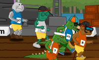 Wat een sportieve dieren allemaal! Een krokodil, een das, een kameleon, een hond, een beer, een ezel, een inktvis, een konijn, een haai en een schildpad, ze zijn allemaal bereid om hun best te doen op de renbaan. Allemaal hebben ze zo hun eigenschappen, wat conditie, behendigheid, reactievermogen, uithoudingsvermogen en snelheid betreft. Kies je favoriete dier, en probeer om hem te laten winnen! Je kunt zijn eigenschappen aanpassen, maar dat kost wel geld.