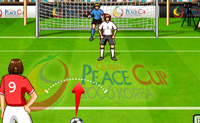 Probeer om de bal in de goal te trappen !