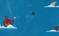 Est�s a navegar no oceano com a tua fragata, e est�s a tentar eliminar bombas navegando por cima delas. Infelizmente n�o �s o �nico no mar: barcos piratas, tubar�es e outros perigos est�o a� para te matar! Ataca sempres o inimigo mais perto de ti e tenta apanhar tantos pontos quanto poss�vel!