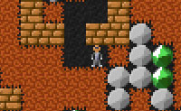 Que divertido jogo retro! Faz-te ao caminho atrav�s da Terra e vai � procura de todos os diamantes verdes. Tudo se move para baixo logo que tires ou movas algo; assim tem cuidado para n�o ser enterrado por baixo do cascalho!