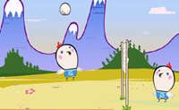 Probeer om in dit volley bal spel de bal naar de overkant te koppen.