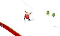 Je gaat met de kerstman skieen. Je springt en moet bij de eerste level 20 sterren halen, bij de level 2 moet je 22 sterren halen.