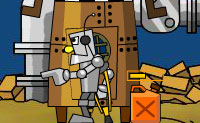 Podes ajudar o robot a fugir do seu planeta, para que aqueles malvados inimigos n�o fa�am mal a mais ningu�m? Abate inimigos e reabastece o foguete a tempo. A nave espacial Z-100 atira combust�vel e outros itens �teis contra ti: tenta usar toda esta ajuda! Cuidado com os caranguejos, porque as suas garras de ferro s�o impiedosas. H� ladr�es, tamb�m, que est�o atr�s do teu combust�vel. O homem sem cabe�a da espingarda � perigoso, tamb�m, como o robot com um martelo. Tenta apanhar os itens de sa�de (escudos com um sinal de mais vermelho) e os dep�sitos. Evita as bigornas: s�o mal�ficas. Apanha todos os poderes que consigas encontrar!