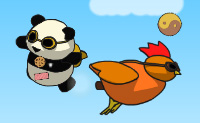 �s um panda que vive na terra dos bolinhos. O dom�nio da cabe�a dos bolinhos est� a incomodar cada vez mais e est�s a sonhar com a constru��o de uma nova vida nos Estados Unidos dos Bolinhos. Mas como vais chegar l�? Vais ser lan�ado de um canh�o e tentar acertar no m�ximo de animais e bolachas durante o voo: estes d�o-te bolinhos, que podes utilizar para comprar atualiza��es.
