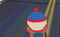 Race met de South Park poppetjes door de baan.