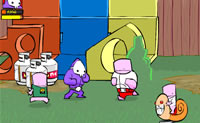 Let op! Een behoorlijk grof spel, het is de bedoeling dat je alle cartoons die aan het spelen op grove wijze afmaakt.