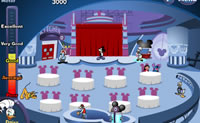 Assume o papel de Mickey Mouse, o rato mundialmente famoso. Leva os clientes para a sua mesa, anota os seus pedidos e serve-os.