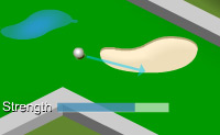 Je gaat midgetgolfen. Probeer de bal in zo min mogelijk slagen in het putje te krijgen.