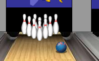 Je gaat bowlen. Kies een bal en gooi lekker hard. Veel succes! 