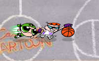 Vais jogar basquetebol com os bonecos dos desenhos animados de 