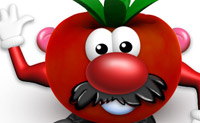 Maak een grappig gezicht van deze tomaat.
