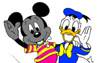 Pinte o Rato Mickey e o Pato Donald da forma mais bonita que conseguir!