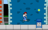 Je gaat BMX'en. Ga een stundplek, waar je verticaal de lucht in gaat, niet voorbij want dan kan je niet meer terug. Pak acht geel met groene stipjes.