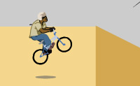 Je gaat fietsen over een parcour. Zorg dat je niet botst tegen het kraampje. Je kan ook grainen. Spring tegen een buis aan en je graint.