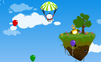 Bestuur je parachute en verzamel objecten die kleiner zijn dan jij.