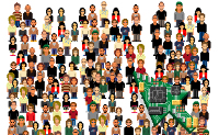 Descubra as pessoas assinaladas no meio da multid�o.