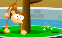 Observe a direc��o do vento, defina a direc��o da pedra e atinja o macaco!