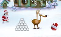 Hele hordes elfen en andere figuurtjes hebben het gemunt op het huis van de Kerstman. Probeer ze op afstand te houden door er sneeuwballen tegenaan te gooien!