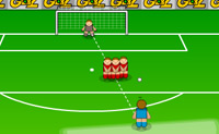 Schiet de bal langs de muur in het goal! 