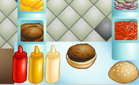 Maak de hamburgers telkens precies zo na als in het voorbeeld.