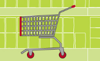 Probeer alleen boodschappen die op je lijstje staan op te vangen in je karretje.