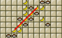 Zet 5 apen op een rij, voordat de computer 5 bananen op een rij heeft.