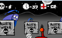 Een leger aliens heeft de maan aangevallen. Gebruik je geweer om ze uit te schakelen. Je kunt de aliens alleen raken als ze hun hoofd boven het kratje uitsteken.