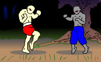 Een spel waar je slechte mannen moet knock-out moet slaan. Blokkeren is erg handig!!!