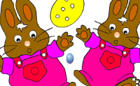 Kleur deze 2 paashaasjes zo mooi mogelijk in.