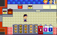 Je gaat de McDonalds bedienen. Bak patat en geef de bestelling aan de gasten.