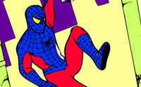 Kleur spiderman zo mooi mogelijk in.