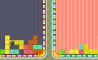 Speel tetris op 2 schermen tegelijk. Zorg ervoor dat je op beide schermen zoveel mogelijk rijen maakt.