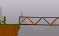 Probeer een goede brug te bouwen zodat de roze beestjes erover heen kunnen lopen. Zorg ervoor dat je een goede constructie hebt anders stort de boel in.