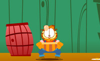 Help Garfield met het verzamelen van eieren, maar pas op dat je alleen eieren vangt, en geen tomaten en watermeloenen!