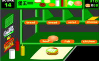 Maak de gevraagde hamburgers, door in de juiste volgorde de ingredi�nten te selecteren. Hamburgers, visfilet en kipburgers moeten eerst gebakken worden.