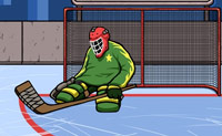 Probeer alle pucks tegen te houden die op jou geschoten worden.