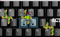 Tenta limpar o teclado com este her�i de ac��o. Caminha para as teclas sujas e limpa essa tecla pressionando a tecla correspondente no teu teclado. Oh sim, procura os insectos.