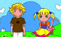 Pinta estas 2 crian�as o mais bonito poss�vel.