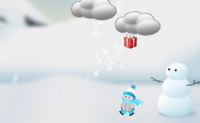 Atira cubos de gelo ao ar para que as nuvens gelem e comece a nevar. Se houver um presente no topo da nuvem gelada, vai cair e podes usar os conte�dos para vestir o teu boneco de neve.