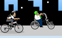 Fiets met je BMX door de straten en pas op dat je niet van de fiets valt.