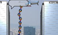 Stapel alle mensen op elkaar zodat je de helikopter vast kunt pakken en kan ontsnappen uit het dal.