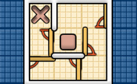 Probeer met het vierkantje het kruisje te bereiken. Om het kruisje te bereiken moet je door verschillende deuren heen die maar op 1 manier open kunnen, het is aan jou om door middel van puzzelen het kruisje alsnog te bereiken.