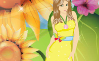 Veste esta rapariga decorada com flores o melhor poss�vel