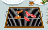 Dit meisje heeft opeens ontzettend zin in een bord vol gegrild varkensvlees. Maak jij dat lekker voor haar klaar? Leg het vlees op de grill, en check regelmatig of het al gaar is, dan wordt het namelijk bruin. Het gare vlees versleep je naar het bordje. Wacht je te lang, dan hou je alleen een stukje verkoold vlees over, en is het meisje diep teleurgesteld...