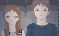 Muda as roupas deste belo casal enquanto eles v�m um filme no cinema.