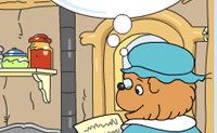 Os Berenstains v�o fazer um picnic. A m�e Berenstain fez uma lista das comidas que t�m de levar com eles. Podes ajud�-la a encontrar toda a comida?
