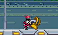 Je gaat met Megaman proberen de stad te redden die door de robots wordt ingenomen. Maak sloten kapot om door deuren te komen.