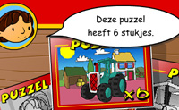 Je kan hier kiezen uit drie puzzels: ��n met vier stukjes, ��n met zes stukjes en ��n met twaalf stukjes. Veel plezier!